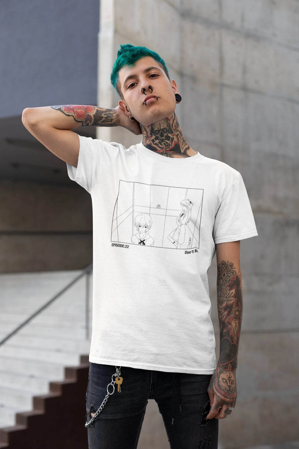 Evangelion Elevator Scene Anime Shirt Asuka and Rei Unisex