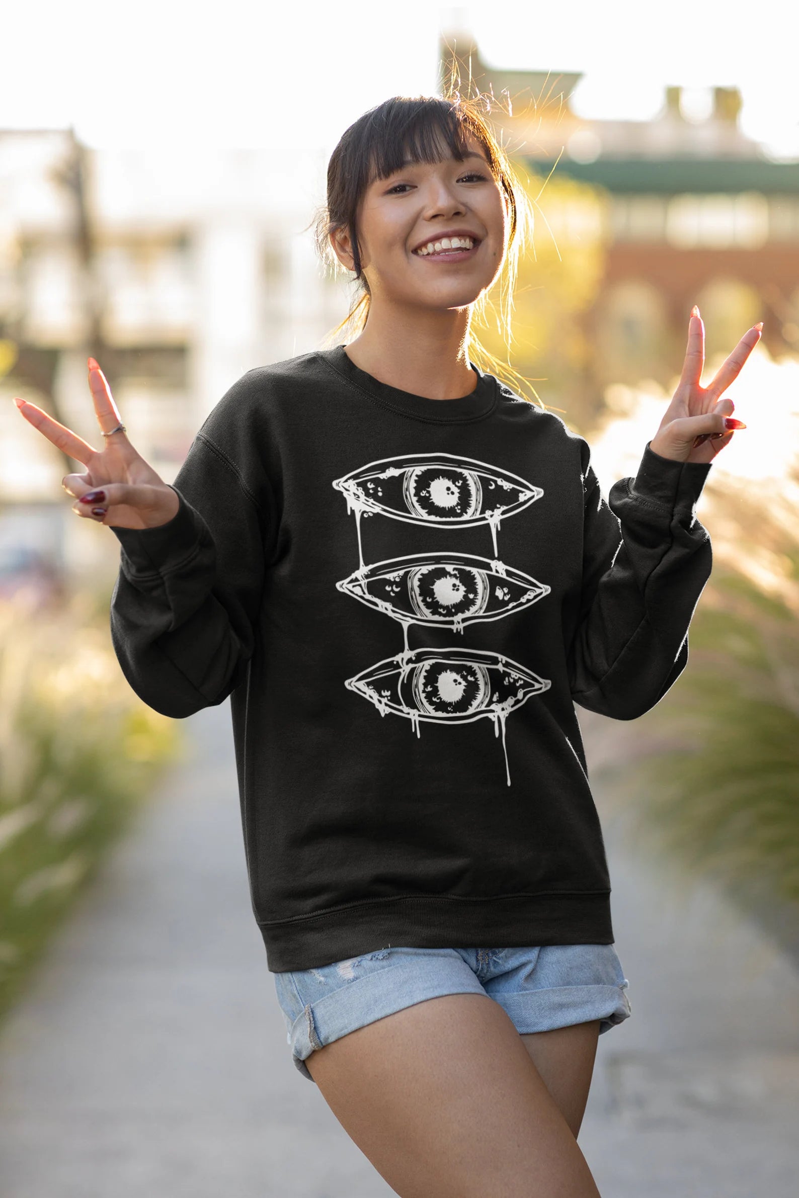 Three Dripping Eyeballs Sweatshirt End of Evangelion