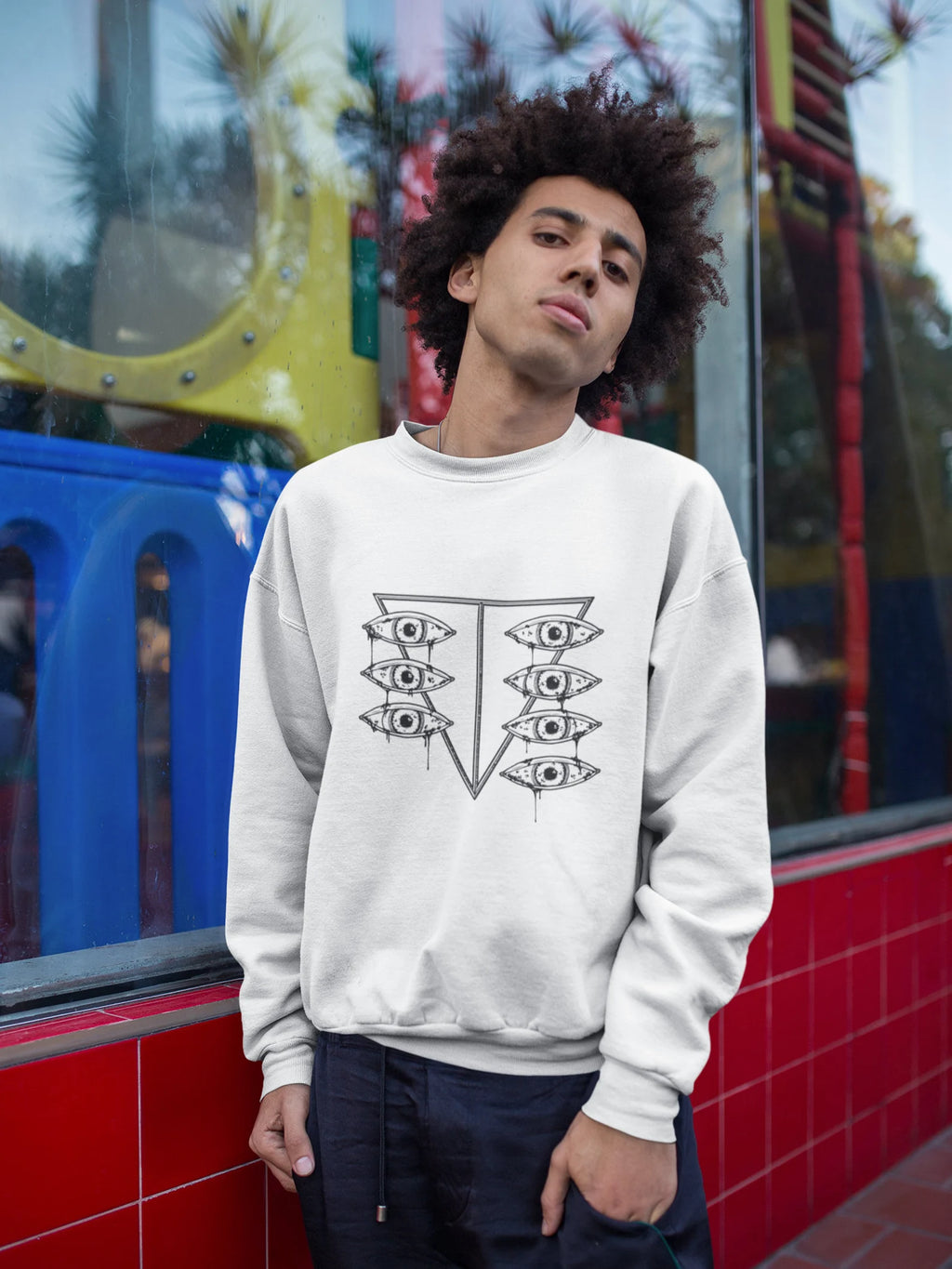Evangelion Anime Sweatshirt SEELE Logo Nerv Dripping Eyes