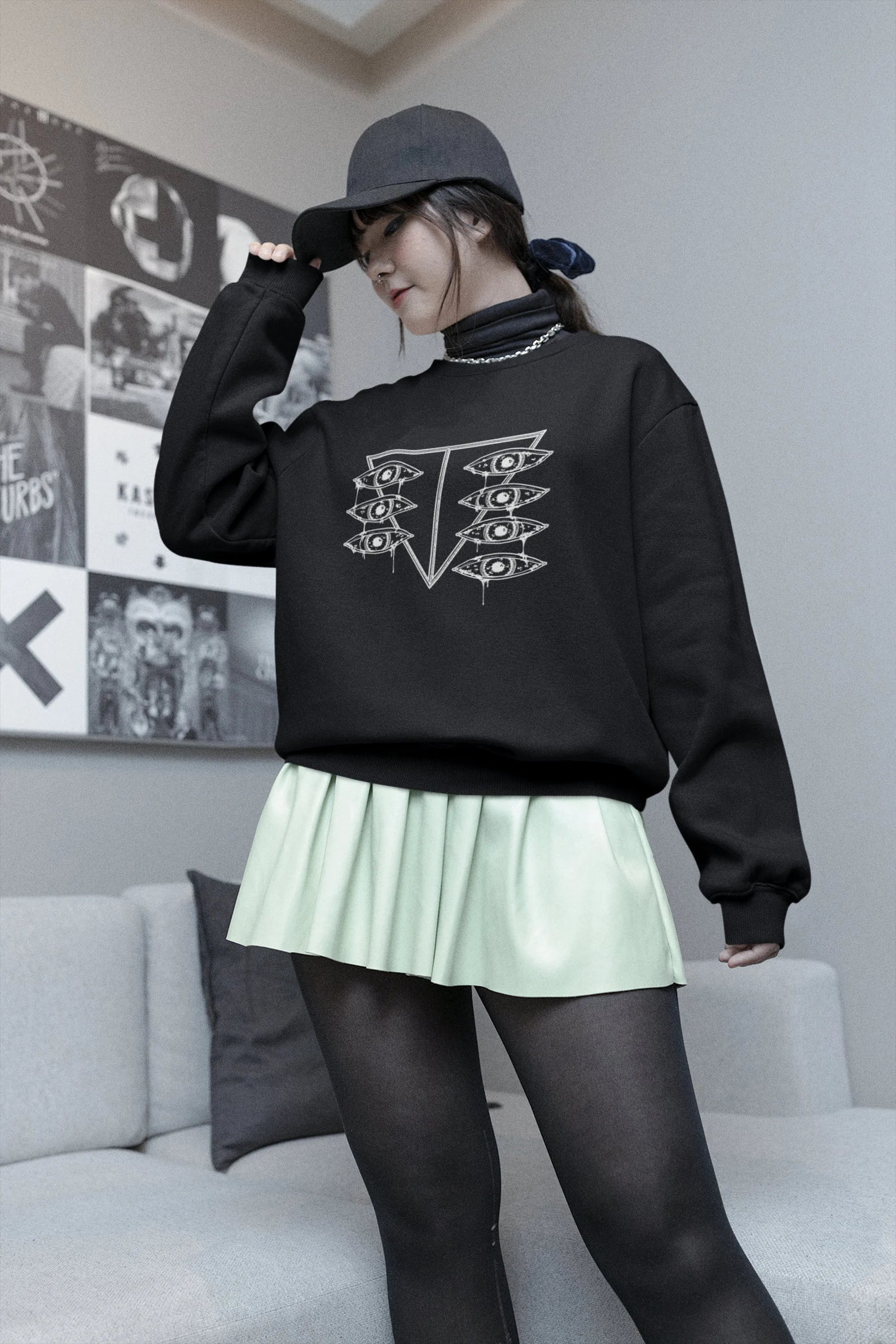 Evangelion Anime Sweatshirt SEELE Logo Nerv Dripping Eyes
