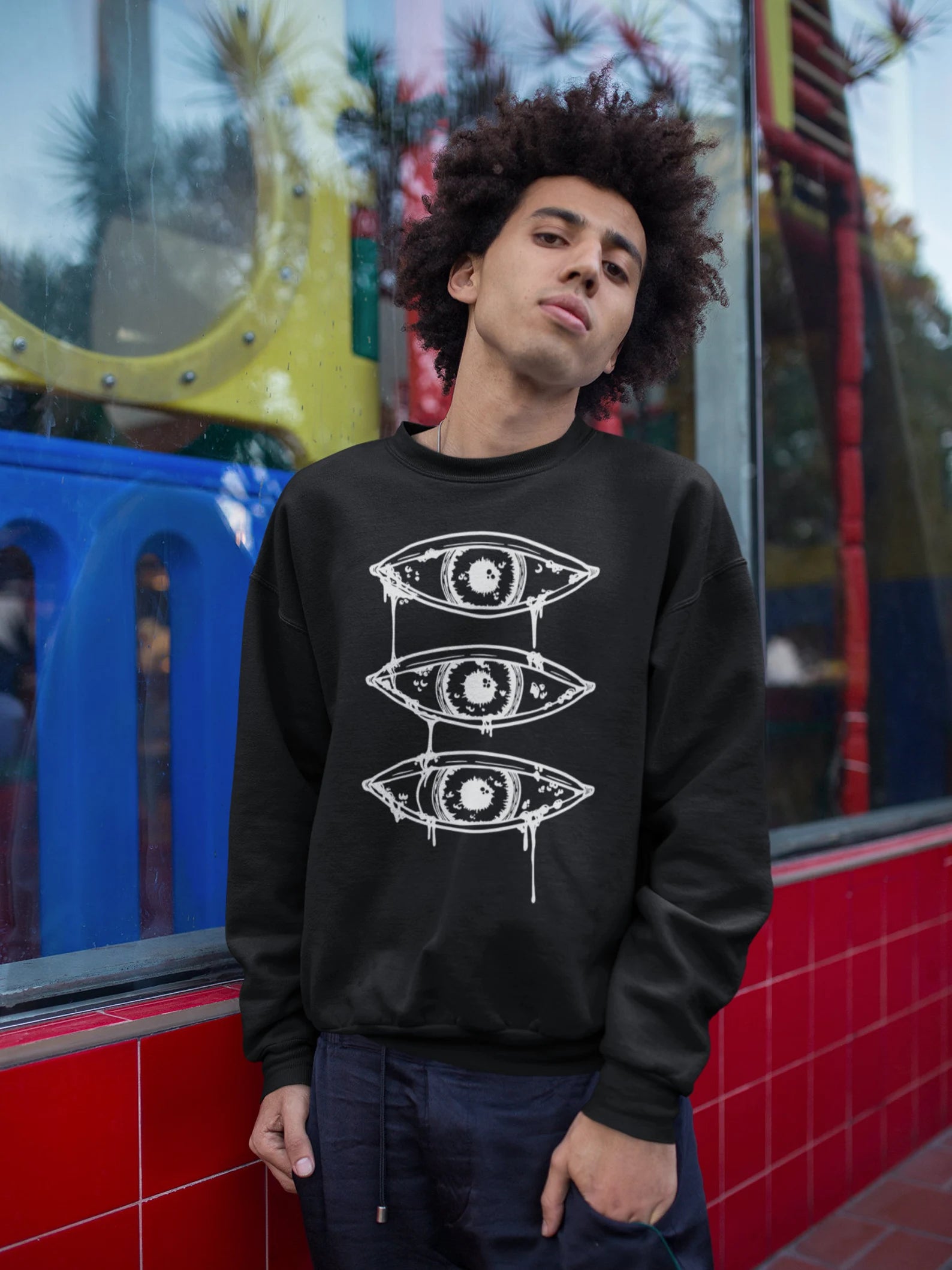 Three Dripping Eyeballs Sweatshirt End of Evangelion