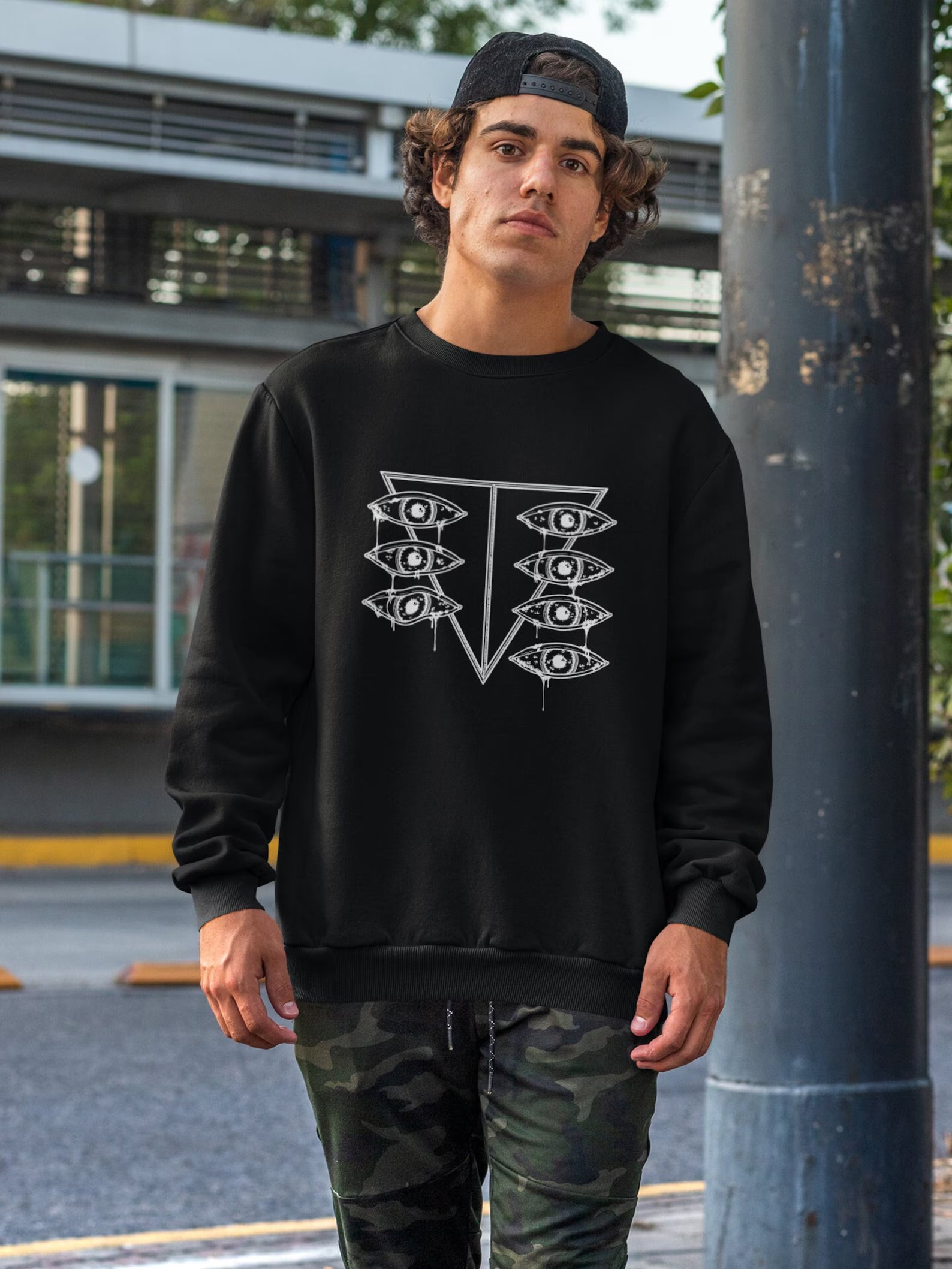 Evangelion Anime Sweatshirt SEELE Logo Nerv Dripping Eyes