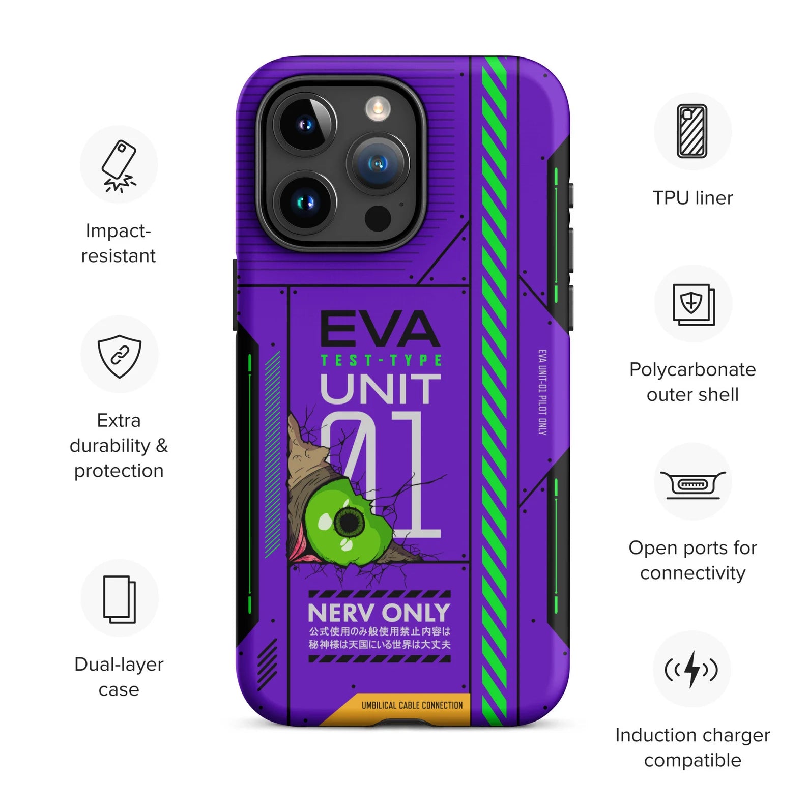 Evangelion Unit-01 "Berserker Mode" Tough Case for iPhone® and Samsung Galaxy Anime Phone Case Shinji Ikari NERV