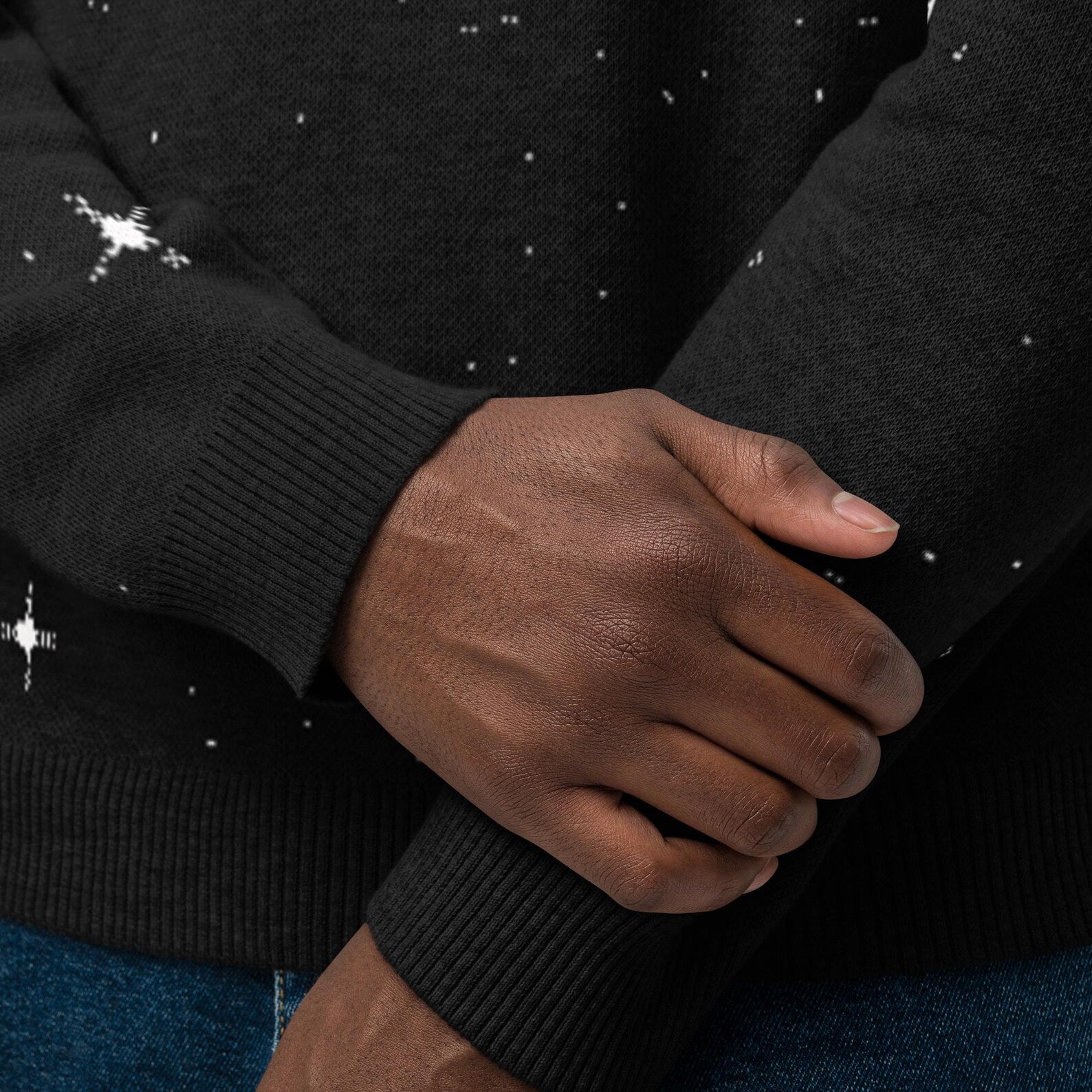 Pixel Stars Knitted Sweater: Retro Sci-Fi Space Crew Neck Galaxy Vintage
