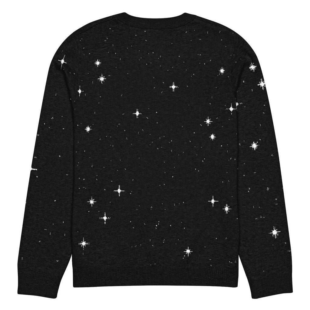 Pixel Stars Knitted Sweater: Retro Sci-Fi Space Crew Neck Galaxy Vintage