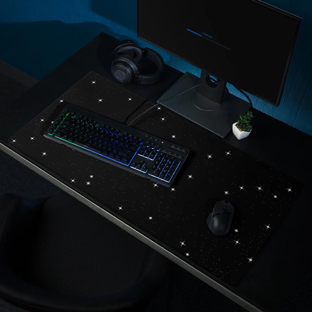 Pixel Stars Gaming Mouse Pad: Retro Sci-Fi Desk Mat