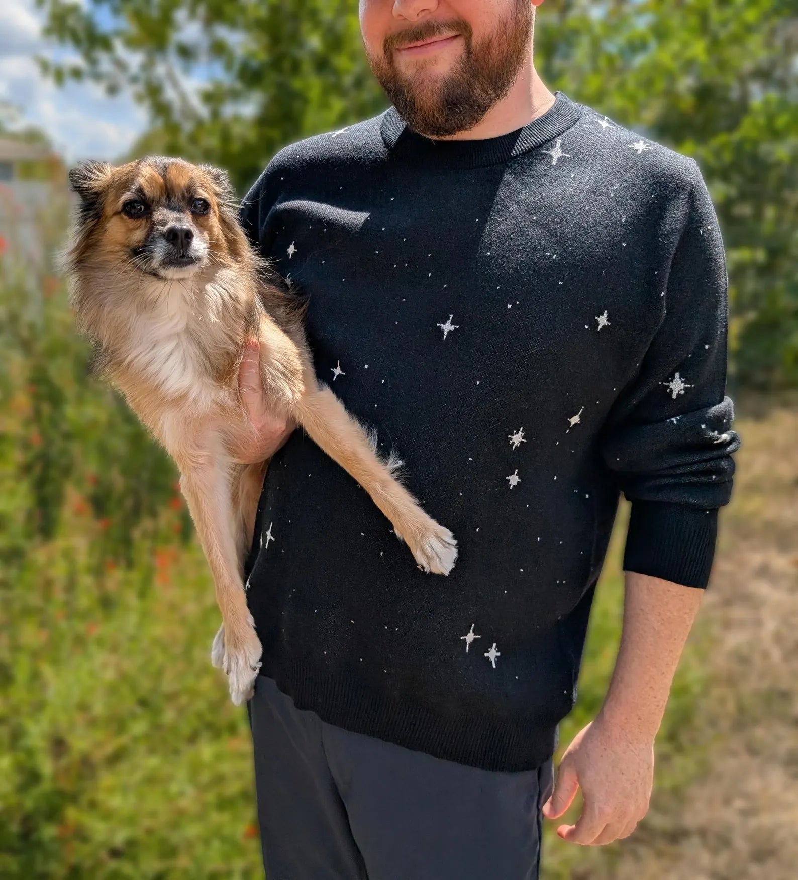 Pixel Stars Knitted Sweater: Retro Sci-Fi Space Crew Neck Galaxy Vintage